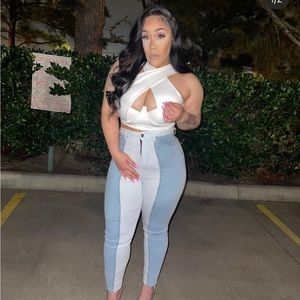 Blue & White Denim Jeans